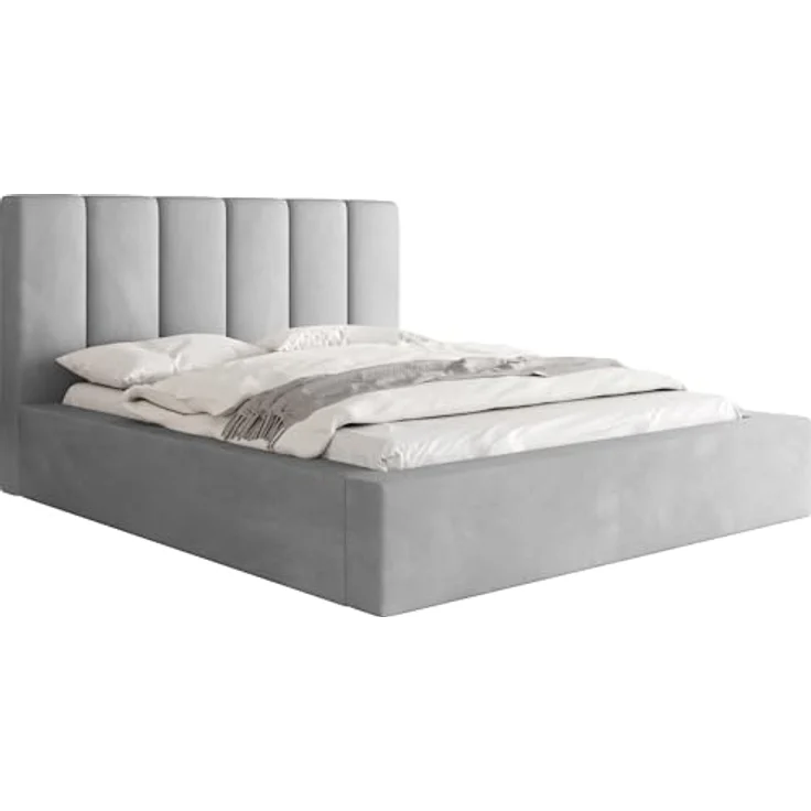 WFL Group Polsterbett Amira, Grau, 180x200 cm, mit integriertem Bettkasten und hochwertigem Lattenrost – Bild 3