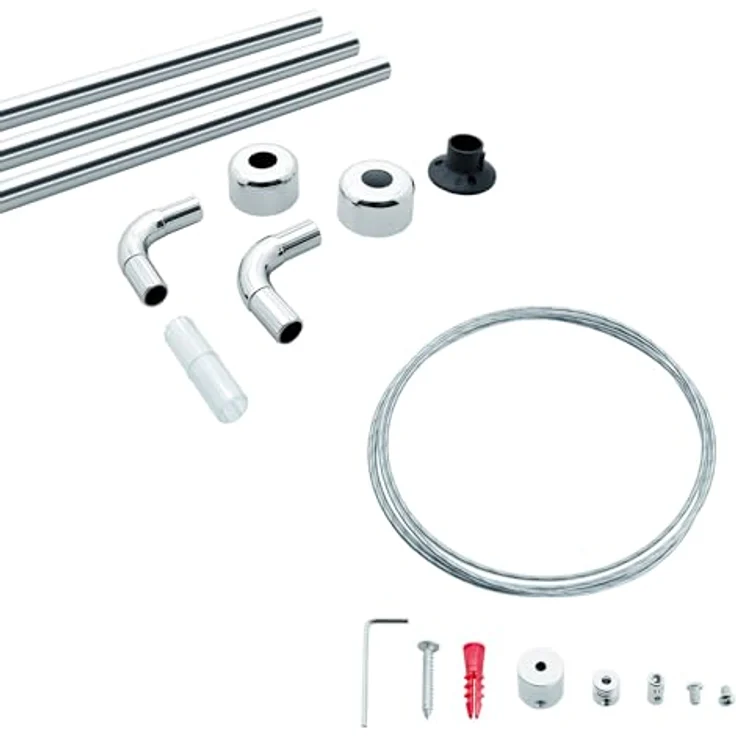 Libaro Duschvorhang stange Duschstange L-Form & U-Form Duschvorhangstange Badewanne Breite 160 cm, Universal-Set Duschvorhangstangen Badewannen Eck-Duschen L & U-Form – Bild 9