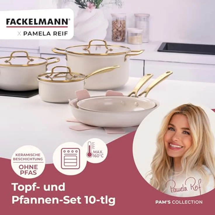 FACKELMANN Topf-Set Topf- und Pfannen-Set, Kochgeschirr, Aluminium, Keramikbeschichtung – Bild 2