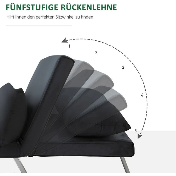HOMCOM Sessel Schlafsessel mit Armlehne, 2-in-1 Gästebett (Klappbett, 1-St, Schlafsofa), für Wohnzimmer, Schwarz – Bild 4