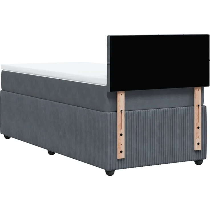 vidaXL Boxspringbett mit Matratze Dunkelgrau 90x200 cm Samt 3287651 – Bild 10