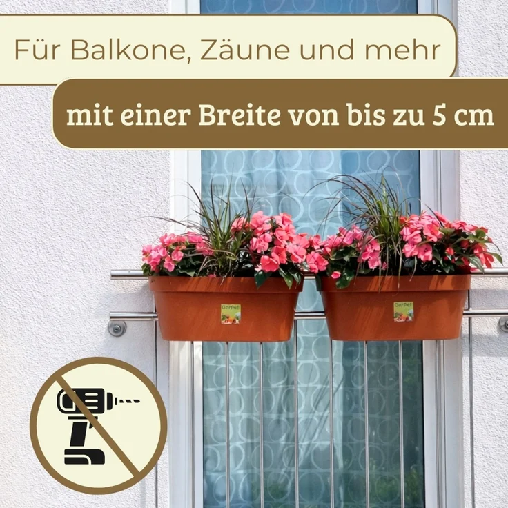 GarPet Balkonkasten 4x Geländerkasten Balkon mit Wasserspeicher Blumen Topf Kasten – Bild 4