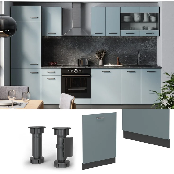 Geschirrspülblende R-Line Blau-Grau 60 cm ohne Arbeitsplatte Vicco – Bild 3