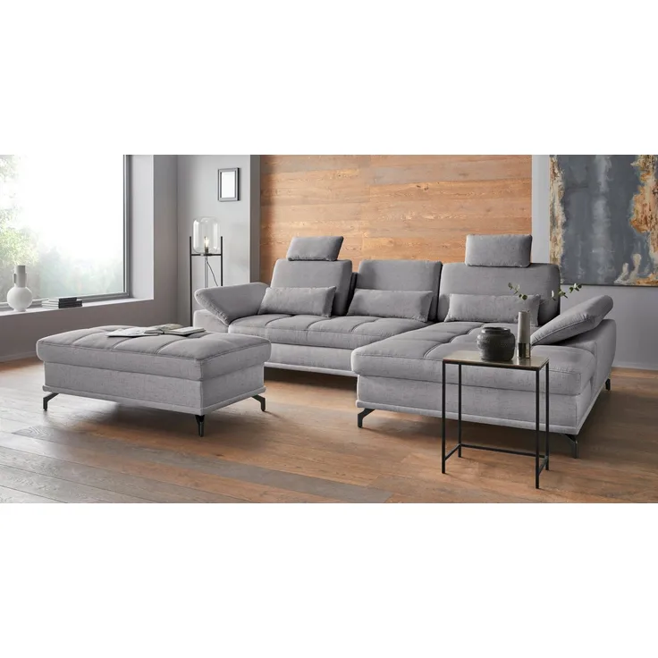 Places of Style Ecksofa Costello L-Form, mit Sitztiefenverstellung, Armteilverstellung und, 3 Nierenkissen, optional Bettfunktion und Bettkasten