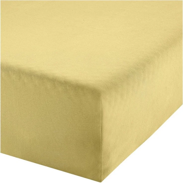 Erwin Müller 'Freising' Spannbettlaken, Gummizug: Rundumgummi, 1 Stück, Elasthan-Jersey-Stretch Uni, Hellgelb, Boxspringbett | 90x190 - 100x220 cm – Bild 1