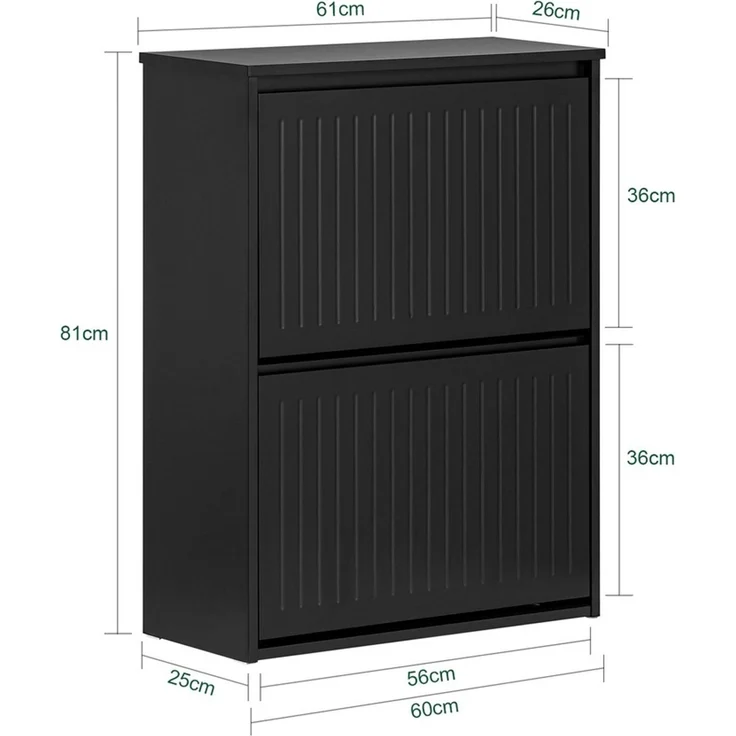 SoBuy FSR165-K-SCH Schuhschrank, MDF, Lackiert, Schwarz, 61 x 81 x 26 cm – Bild 3