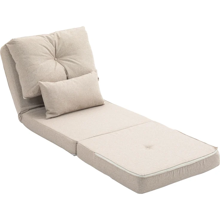 MELAYR, Bodensessel Klappmatratze Schlafmatte, 2-in-1-Design, abnehmbares Kissen, 60 x 80 x 56 cm, Beige – Bild 2
