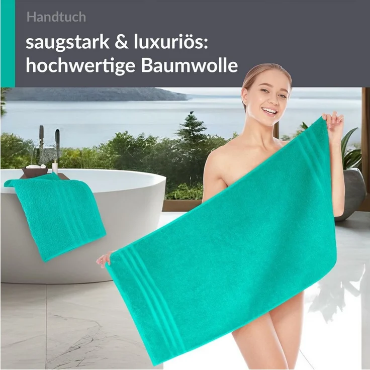 Lashuma Handtuch Set London Premium, Frottee (Set, 2-St), 50x100 cm, 100% Baumwolle, Made in Portugal – Bild 2