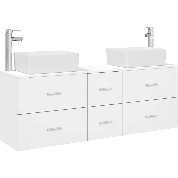 vidaXL Badezimmerschrank-Set 3 stk. Weiß 136 x 35 x 80 cm 3405859 – Bild 2