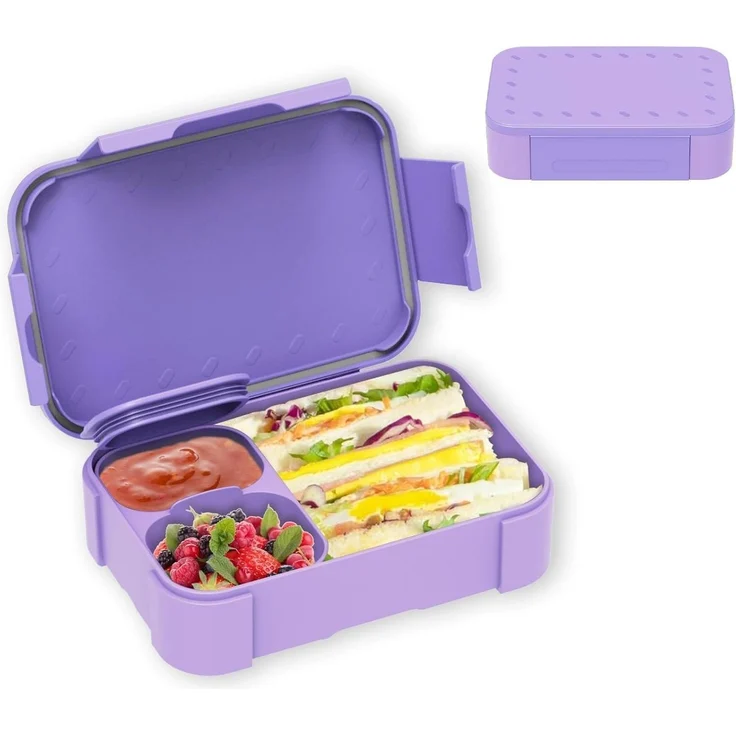 Brotdose Kinder Fächer 900ml Auslaufsicher Bento Lunchbox Purple – Bild 1