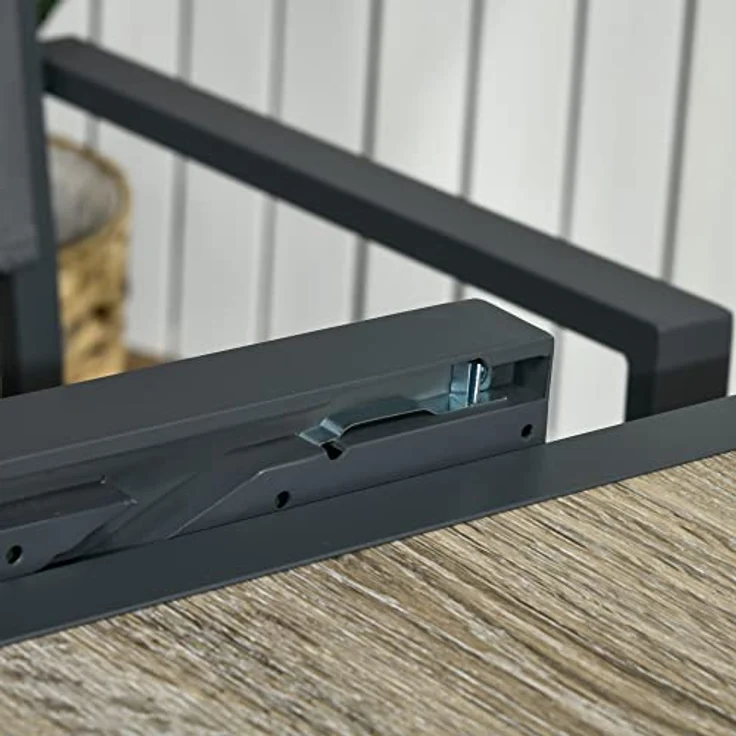 Outsunny Gartentisch, rechteckig, ausziehbar von 80 auf 160 cm, mit Aluminiumrahmen und pflegeleichter Kunststoffplatte, Beige und Grau – Bild 8