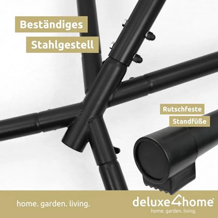 deluxe4home Hängesessel Hängekorb mit Gestell I Terrassenschaukel Hängeschaukel, inkl. Polster und Kuscheldecke – Bild 6