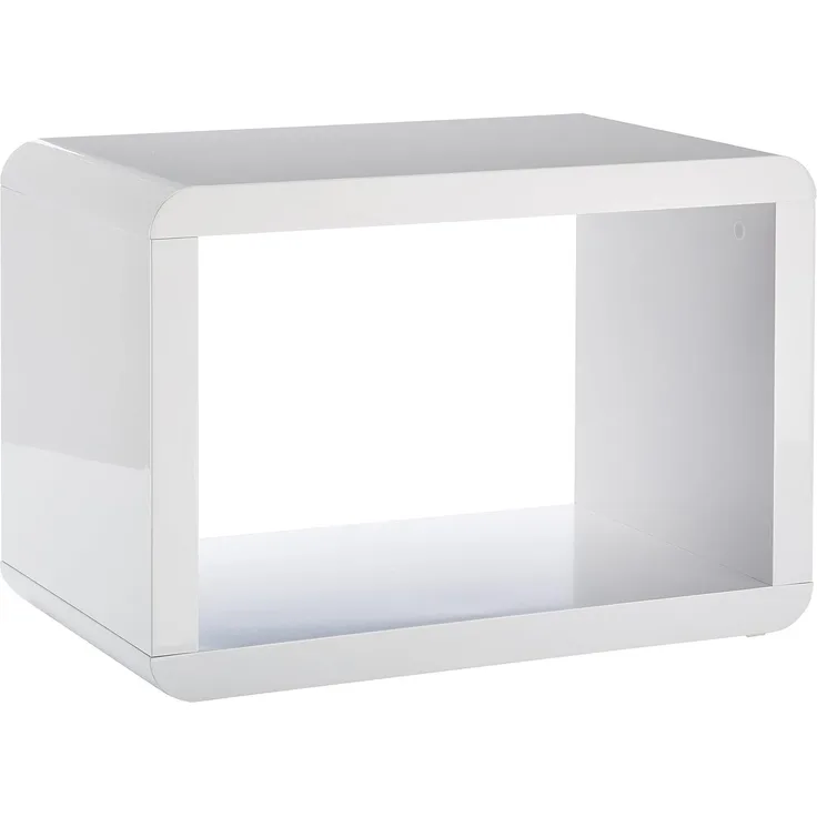 Atlanta - Beistelltisch, Couchtisch, Beisteller / 1x1 Cube mit abgerundeten Kanten, hochglanz weiss