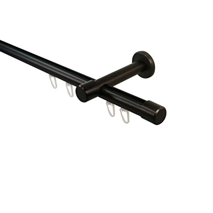 iso-design Gardinenstange Innenlauf 20 mm 1-läufig Endstück Kappe Wandabstand 8 cm, Ø 20 mm, 1-läufig, Fixmaß, mit Bohren, Aluminium – Bild 2