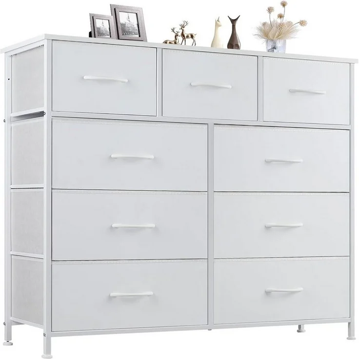DUMOS Schubkastenkommode Kommode mit Schubladen, Ablageschrank aus Stoff Schubladenschrank (für Schlafzimmer, Wohnzimmer, Kinderzimmer, Flur, Aufbewahrungsschrank), mit Metallgestell Schubladen aus Stoff – Bild 2