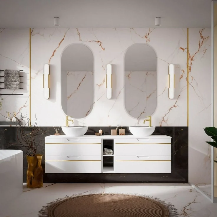 Lookway Badmöbel-Set OPIUM III 140 cm Hängeschrank mit Waschbecken & Regal – Bild 1