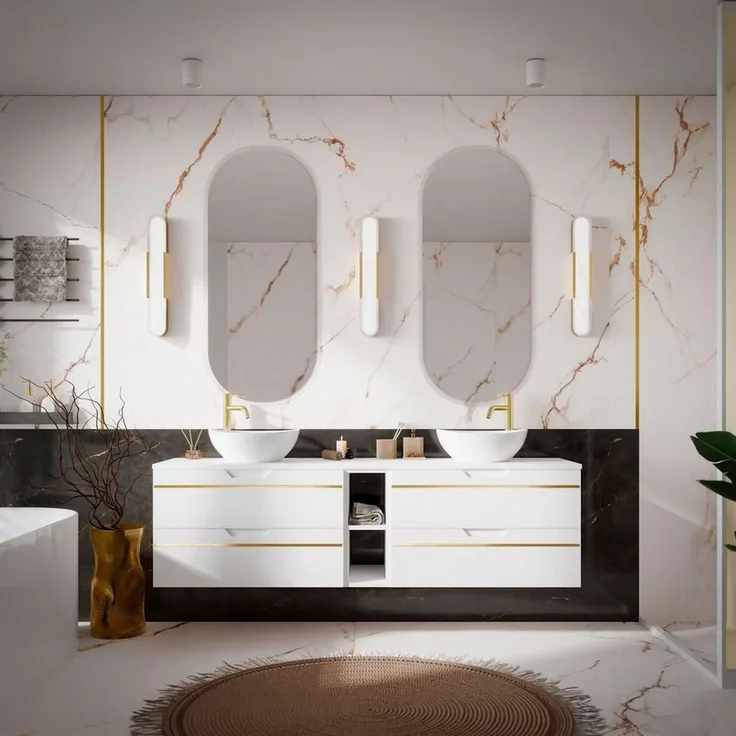 Lookway Badmöbel-Set OPIUM III 140 cm Hängeschrank mit Waschbecken & Regal