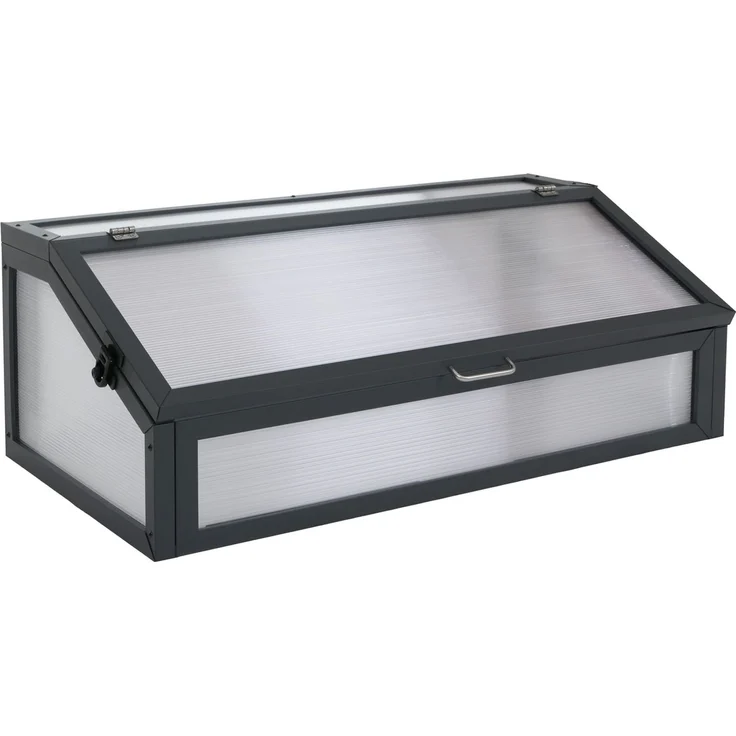 Frühbeetaufsatz HWC-R37, Gewächshaus Pflanzbeetaufsatz Beetabdeckung Stahl Polycarbonat 36 x 100 x 50 cm ~ anthrazit – Bild 5