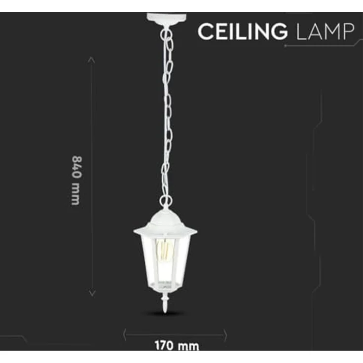V-TAC LED-Gartenpendelleuchte, Aluminium mit E27-Fassung (max. 60 W), mattweiß, IP44 – Bild 3