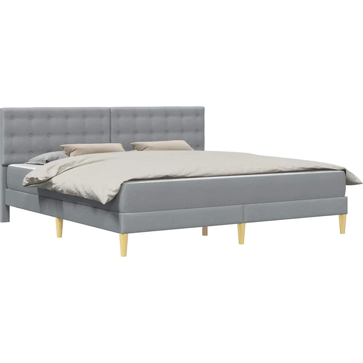 vidaXL Bettgestell mit Matratze Hellgrau 180 x 200 cm Stoff 3415265 – Bild 2