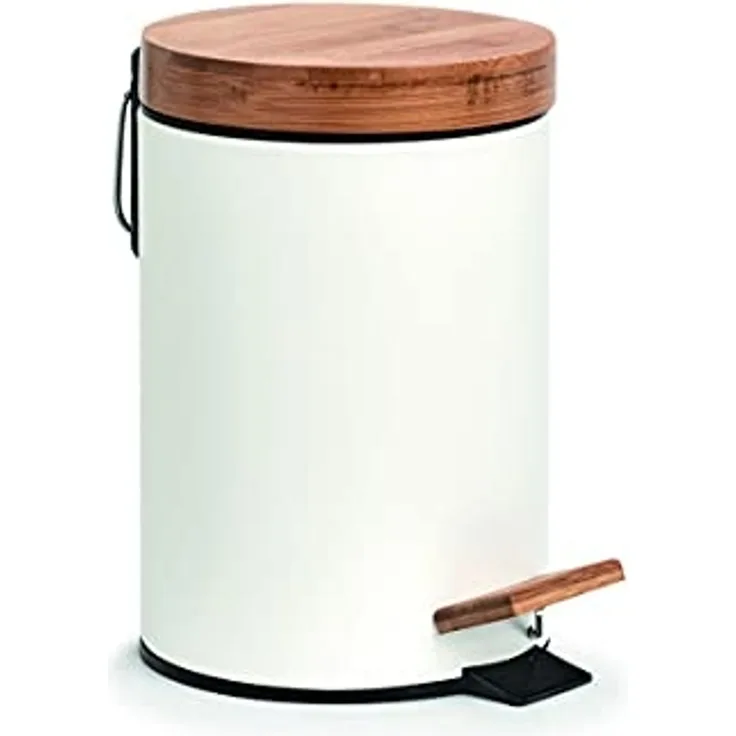 Treteimer - Weiß / Bambus - 3 Liter