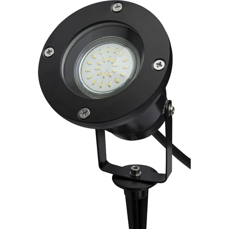 TRANGO LED Gartenstrahler, 2-flammig 3074B Strahler IP65 Außenleuchte *ELLA* inkl. 2x 3 Watt GU10 LED Leuchtmittel – 3000K warmweiß & 2 Meter Zuleitungskabel +1 Meter als Teichstrahler, Gartenlampe, Außenlampe, Wegbeleuchtung – Bild 6