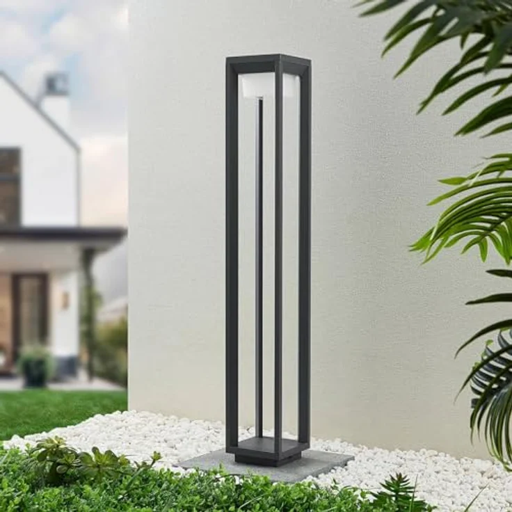 PRIOS LED Außenleuchte Gamion, spritzwassergeschützt in Aluminium, 1-flammig, Wegeleuchte Pollerleuchte Sockelleuchte, IP54 – Bild 3