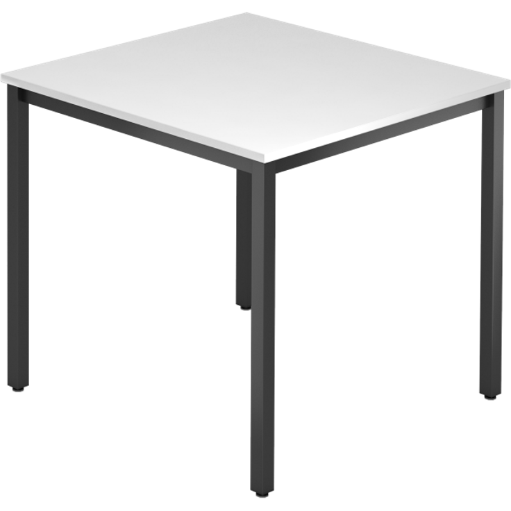 Besprechungstisch 80x80cm Weiß / Schwarz, eckig