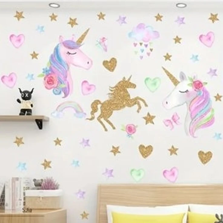 Montegoni Wandsticker Einhorn Stern Wandsticker Abnehmbare Deko für Zuhause, Selbstklebend und abnehmbar ohne Rückstände – Bild 6