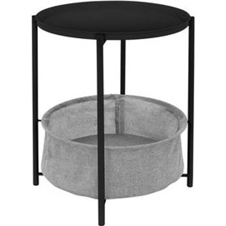 ML-DESIGN Beistelltisch Couchtisch aus Metall mit Stoffkorb als Stauraum & abnehmbarer Tablett, Sofatisch Wohnzimmertisch Nachttisch Tisch Couchtisch Schwarz – Bild 6