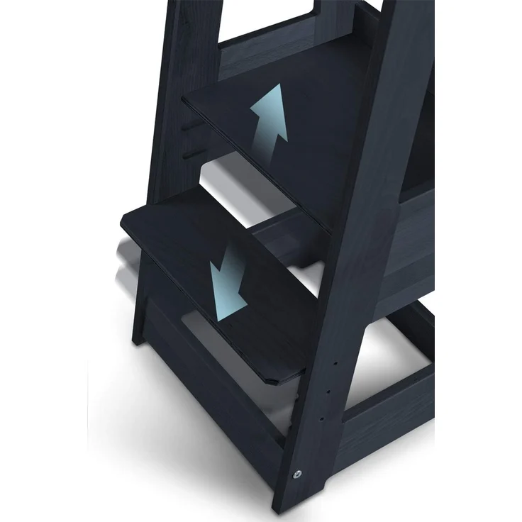 tiSsi 'Felix' Lernturm, Tritt 3-fach höhenverstellbar, Buche grau, Massivholz – Bild 3