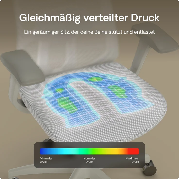 Desktronic Bürostuhl Verstellbarer Ergonomischer SitOne, Grau 4-Dimensional Armlehne, Integrierte 4-Wege-Lendenwirbelstütze – Bild 7