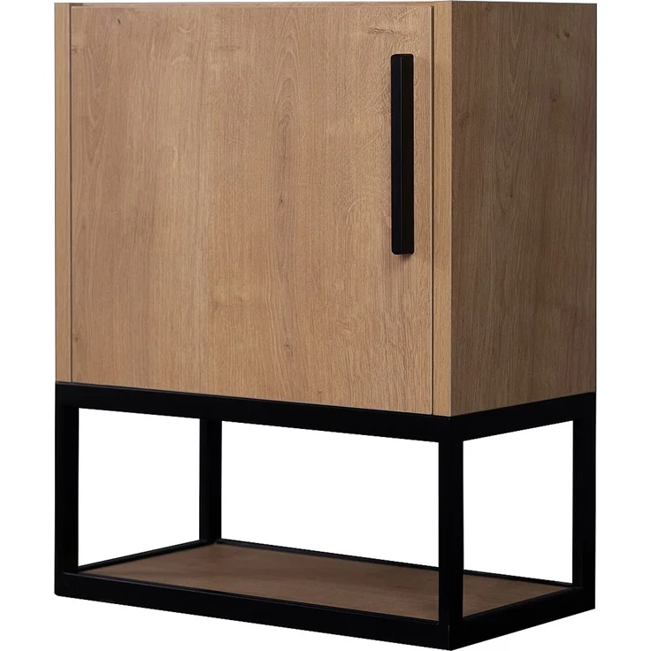 Vente-unique - Hängender Handwaschbecken-Unterschrank mit Nische und weißem Aufsatzbecken – 40 cm – Farbton helles Natur – LOPENA – Bild 5