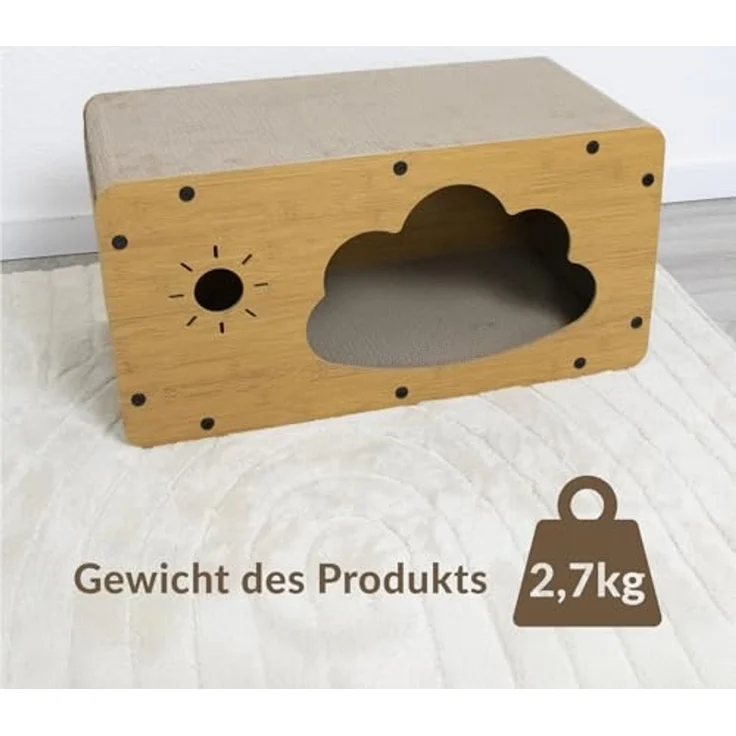KVOTA Katzenliege Katzenhaus mit Kratzbrett 2-in-1 Katzenhöhle Kratzmöbel & Rückzugsort – Bild 5