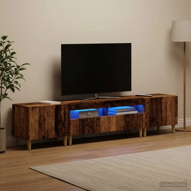 vidaXL 3-teiliges LED TV Regal DELFT Altholz Holzwerkstoff 3416768