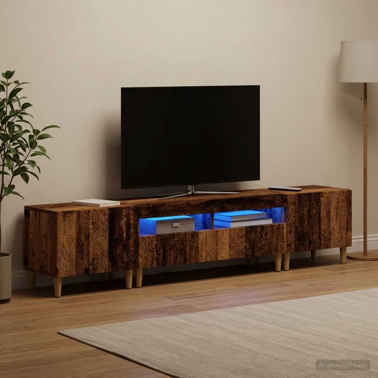vidaXL 3-teiliges LED TV Regal DELFT Altholz Holzwerkstoff 3416768 – Bild 1