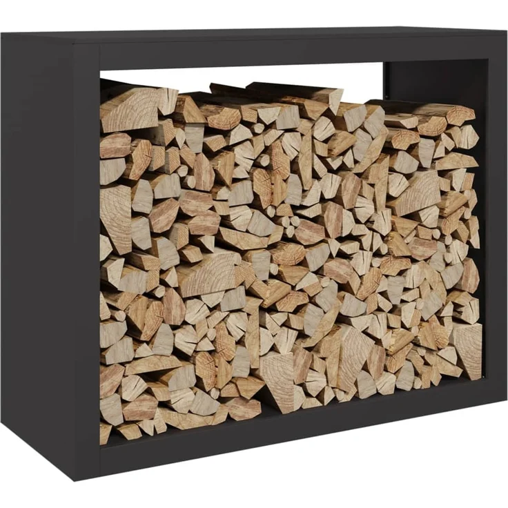 vidaXL Brennholzregal Schwarz 100x40x80 cm Stahl 850975 – Bild 2