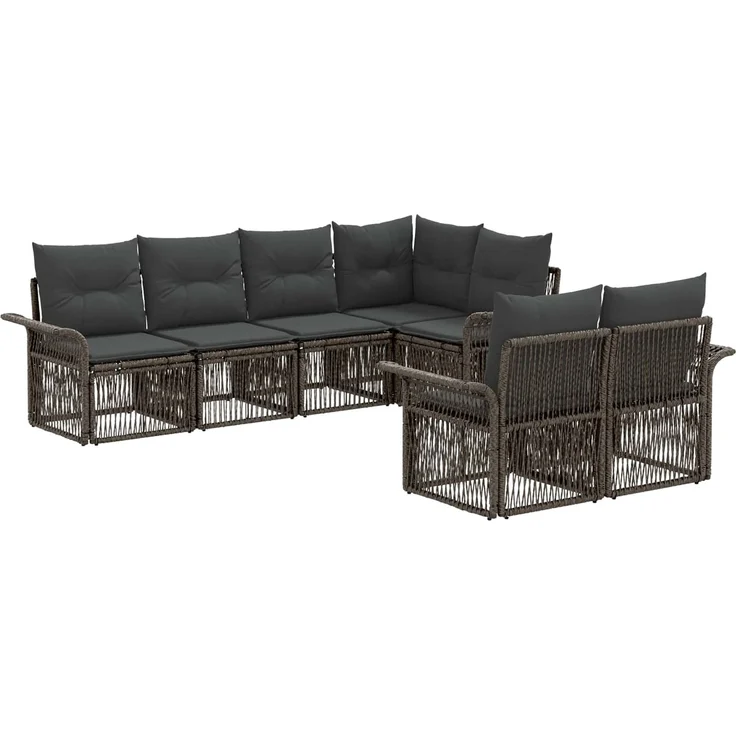 vidaXL Gartensofa-set 7 stk. 7-Sitzer Grau Poly-Rattan 3434888 – Bild 2