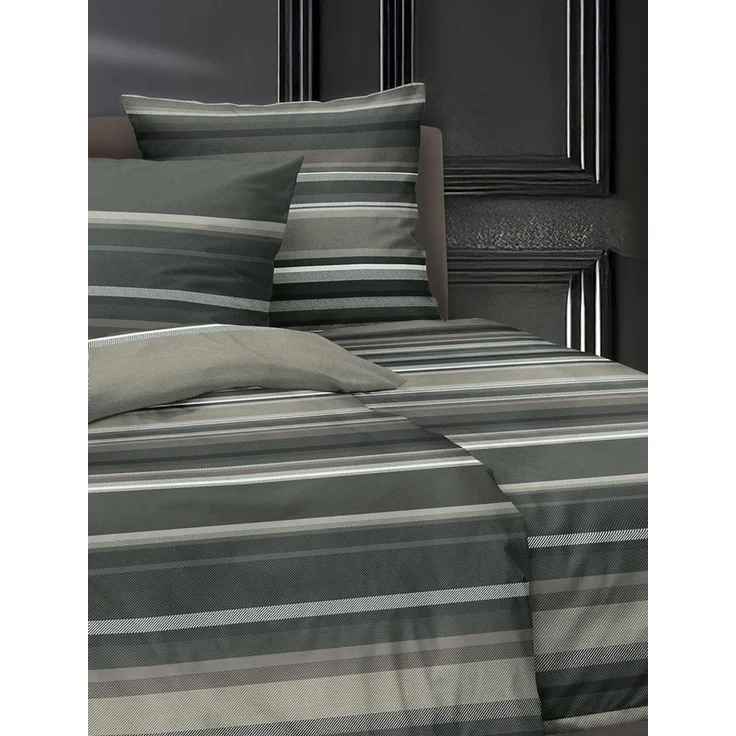 Irisette Bettwäsche VAYA, Grün, Grau, 135x200 cm, Reißverschluss, Mako-Satin – Bild 2