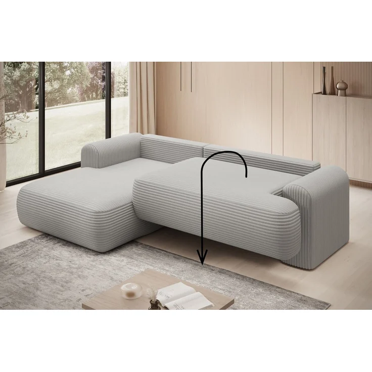 thematys Ecksofa TREVIO 260x165 cm, mit Schlaffunktion, mit Bettkasten, Braun (Poso 06), Ausrichtung rechts – Bild 1