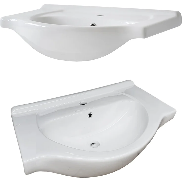 Badmöbel Waschplatz Set inkl. Keramik-Waschtisch 65 cm, 2-teilig LIRIA-56, Massivholz, B x H x T ca.: 70 x 200 x 43 cm – Bild 5