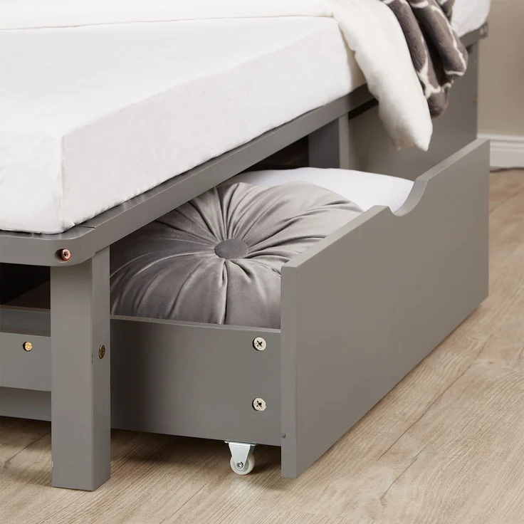 Holzbett 140x200 mit Matratze Bettkasten 2er Set Holzbettrahmen Grau Palettenbett Doppelbett Bett Massiv Holz – Bild 6