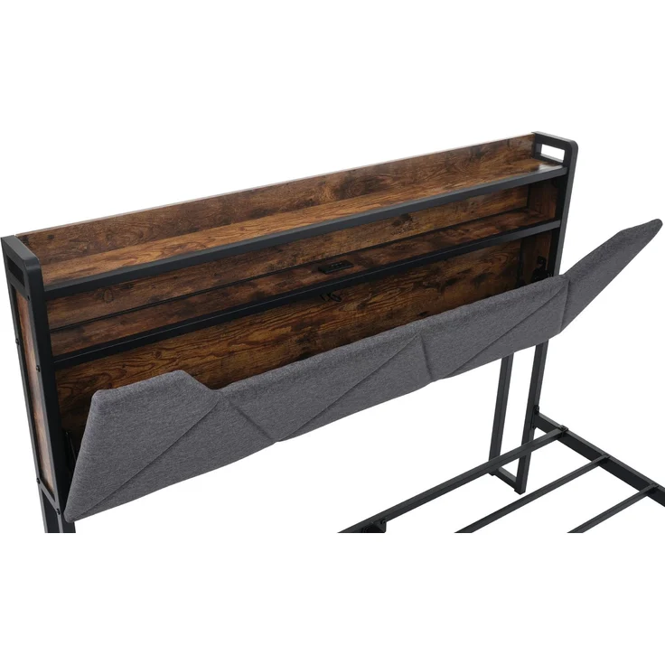 Bettgestell 140x200 cm mit LED-Kopfteil,Stauraum-Kopfteil & 2 Schubladen,Leinen Grau,USB & Typ-C Ladeanschlüsse,inklusive Matratze – Bild 10