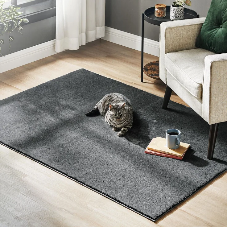 SONGMICS Teppich, 120x170 cm, Wohnzimmerteppich, Rutschfester Teppich, Dekoration, für Wohnzimmer, Schlafzimmer, maschinenwaschbar, modern, anthrazitgrau TAR012G02