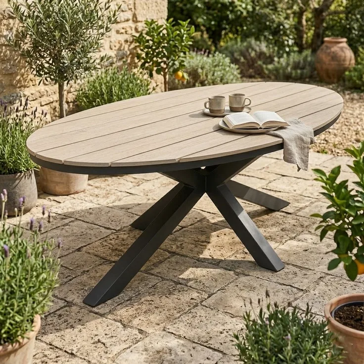 Gardissimo ARMATI Nonwood Alu-Gartentisch Gartenmöbel 180x115cm (oval)