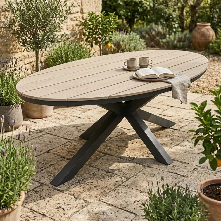 Gardissimo ARMATI Nonwood Alu-Gartentisch Gartenmöbel 180x115cm (oval) – Bild 1