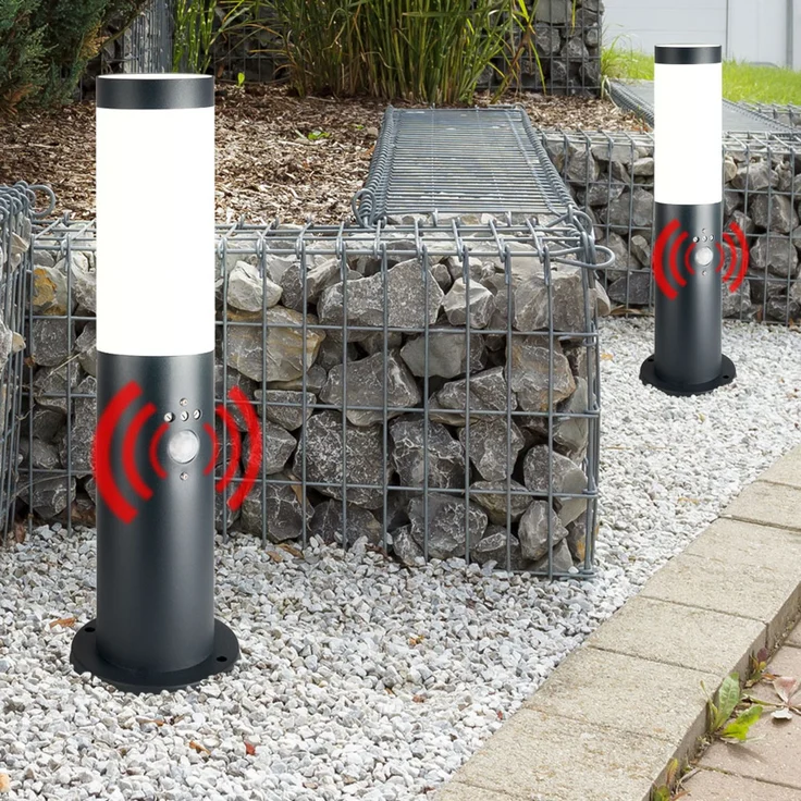 2er Set Sockelleuchte, Edelstahl, anthrazit, Bewegungsmelder – Bild 9