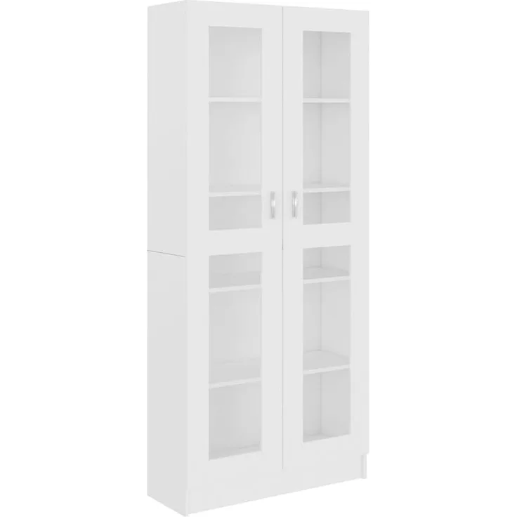 vidaXL Vitrinenschrank Bücherschrank Aktenschrank Büroschrank Vitrine Schrank Bücherregal Standvitrine Weiß 82,5 x 30,5 x 185,5 cm Spanplatte