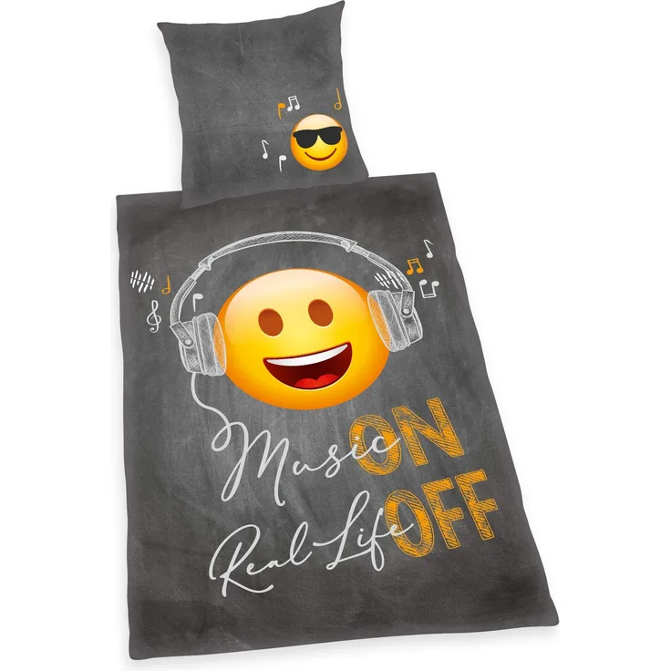 Herding EMOT!X Bettwäsche-Set, Wendemotiv, Bettbezug 140x200 cm, Kopfkissenbezug 70x90 cm, Baumwolle/Renforcé, Grau