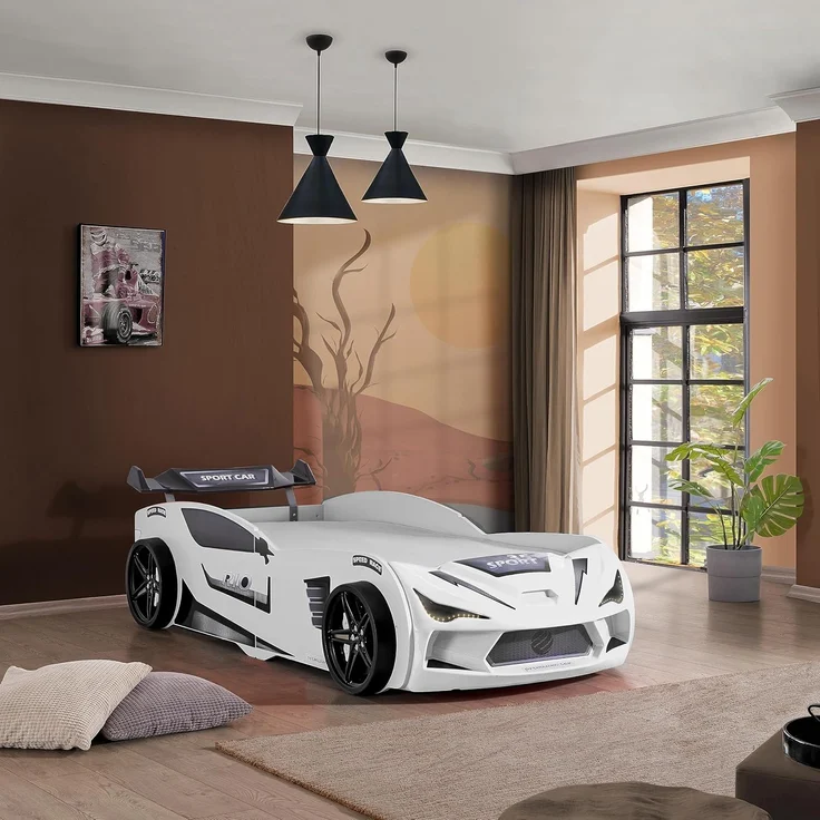 Autobett Kinderbett "Rio" 90x200 Carbon mit LED Leuchte inkl. Lattenrost - Varianten – Bild 2